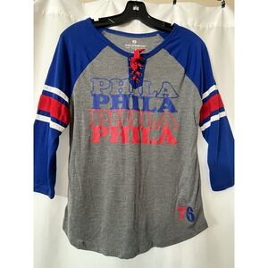 Philadelphia 76ers Colosseum Women Small Top Jersey Style Gray Blue Red Game J93